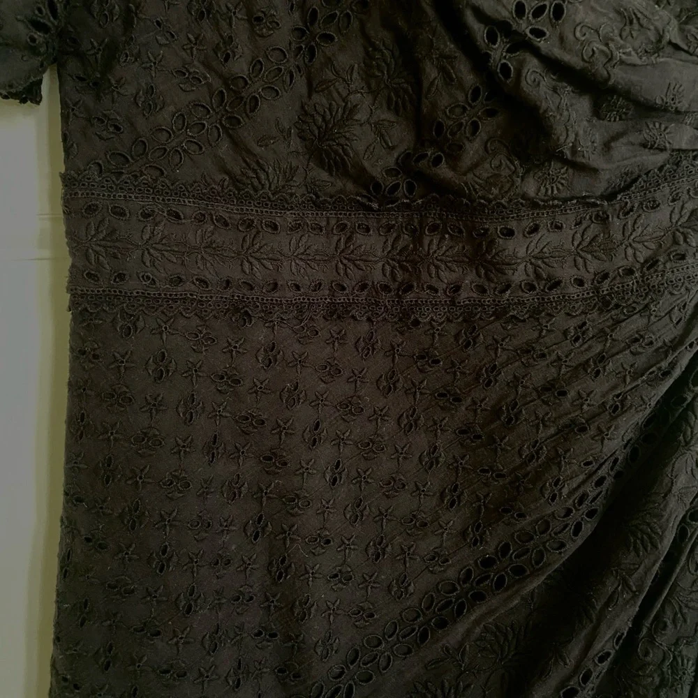 Ulla Johnson One-Shoulder Black Eyelet Lace Dress - Size 2 - Picture 9 of 16
